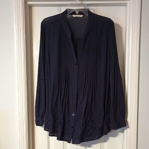 Soft Surroundings 100% Cotton Navy Top XL